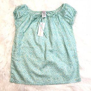 MOON ET MIEL GIRLS GREEN FLORAL BLOUSE / SHIRT